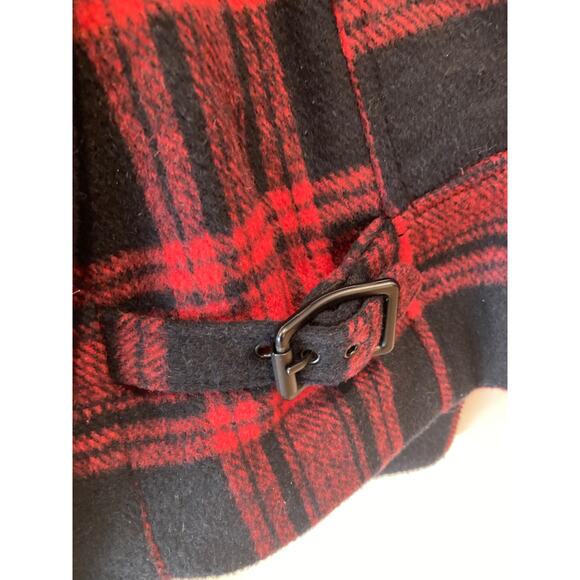 Gap Black & Red Check Buffalo Plaid 90s Inspo Wool Moto Biker Jacket ~ Sz M - Picture 8 of 12